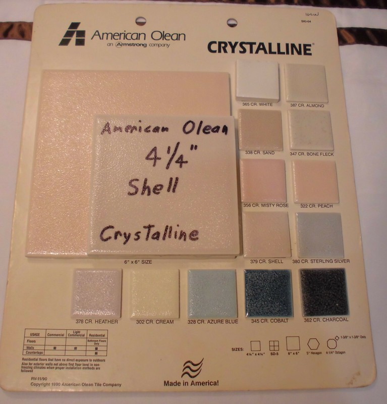 1 pc. *Shell Color* Dirty White Ceramic Tiles *Crystalline* 4-1/4" American O gallery