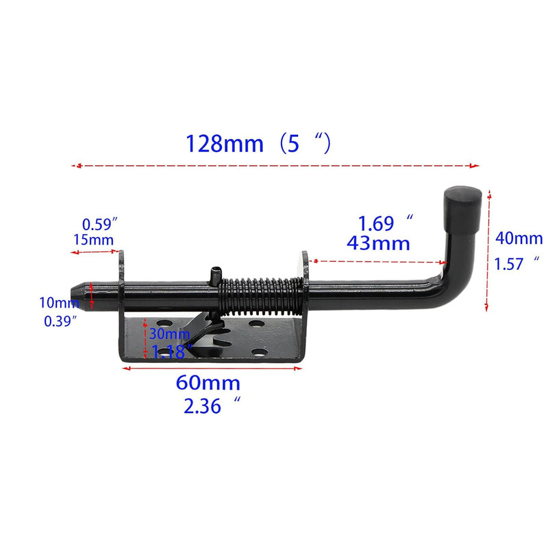 5 Inch Spring Loaded Latch Bolt, Heavy Duty Spring Loaded Latch Pin Door Lock,1/ gallery
