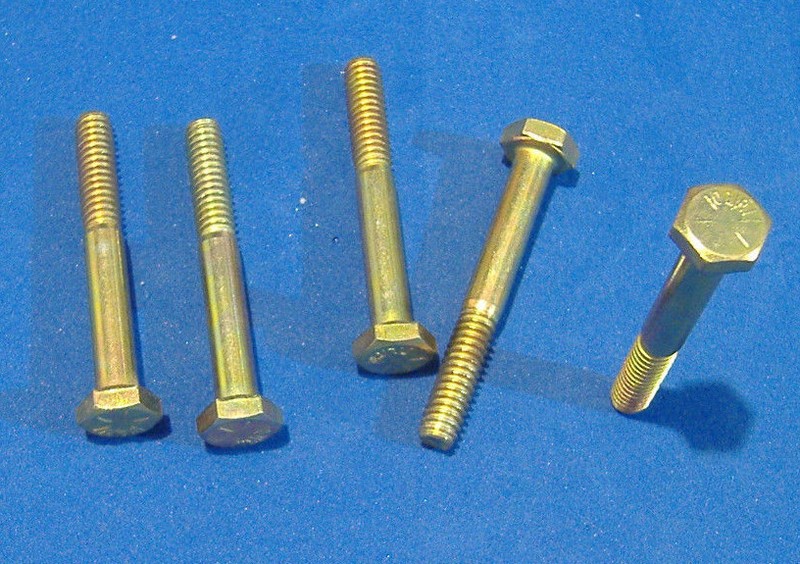 LOT OF FIVE GRADE 8 HEX HEAD CAP SCREW 1/4 – 20 X 2″ YELLOW ZINC HARDENED BOLT