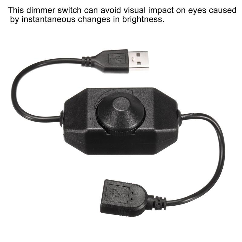 3pcs 5V USB PWM Rotary Inline Dimmer Switch for LED Strips Lights Black gallery