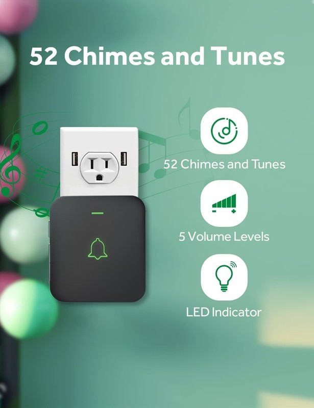 Wireless Door Bell Waterproof Mini Chime 1000 Feet 52 Melodies Volume Adjustable gallery
