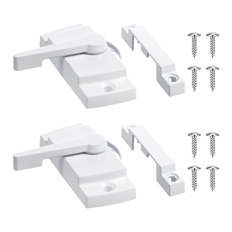 2 Pack Window Sash Locks Window Latches Cam Action White Window-Locks White C...