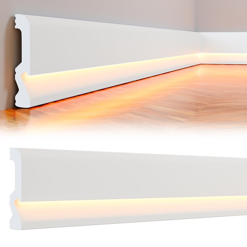 6 Pcs Baseboard Molding with LED Duct 2.6FT/0.8M White Baseboard Molding for …