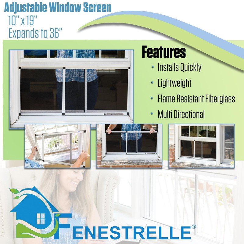 Expandable Window Screen – 10″ H × 19″–36″ W Horizontal, 2‑Way Adjustable Win... gallery