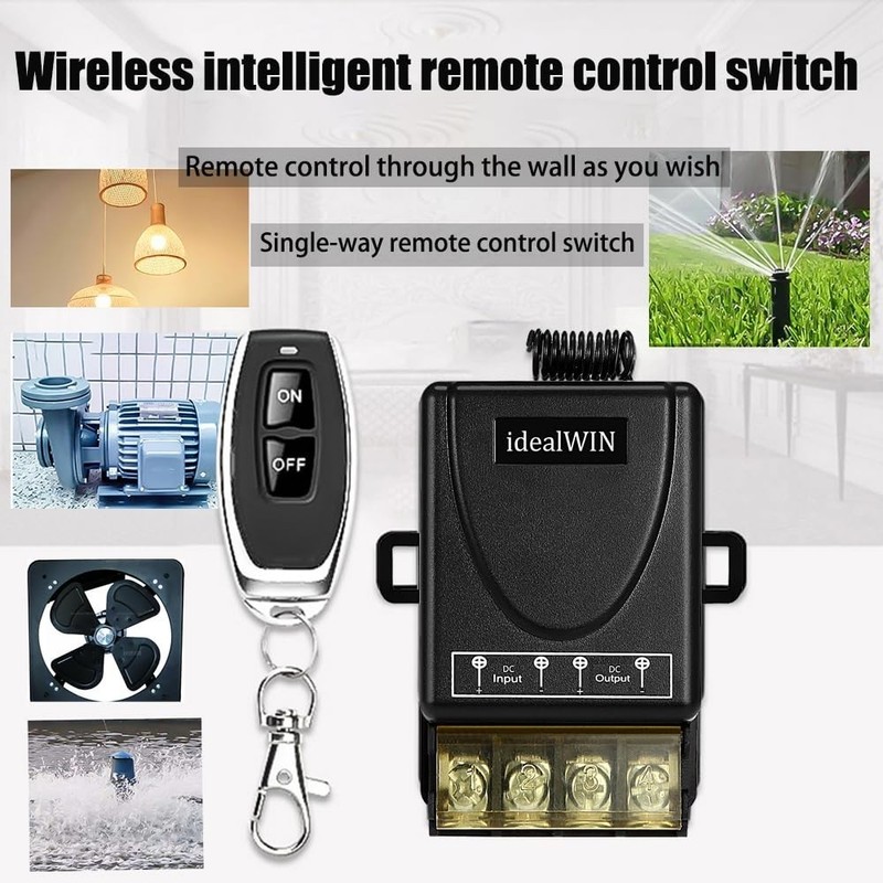 Wireless Remote Control Switch 30A, 328ft Range for DC Motors & Luminaire - 12V/ gallery