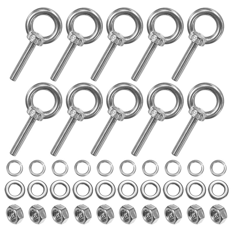 10-Sets Stainless Eyebolt M5x29mm Shoulder Lifting Eye Bolt with Nuts Washers