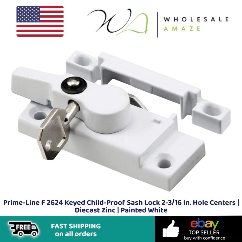 Prime-Line F 2624 Keyed Child-Proof Sash Lock 2-3/16 In. Hole Centers | Diecast