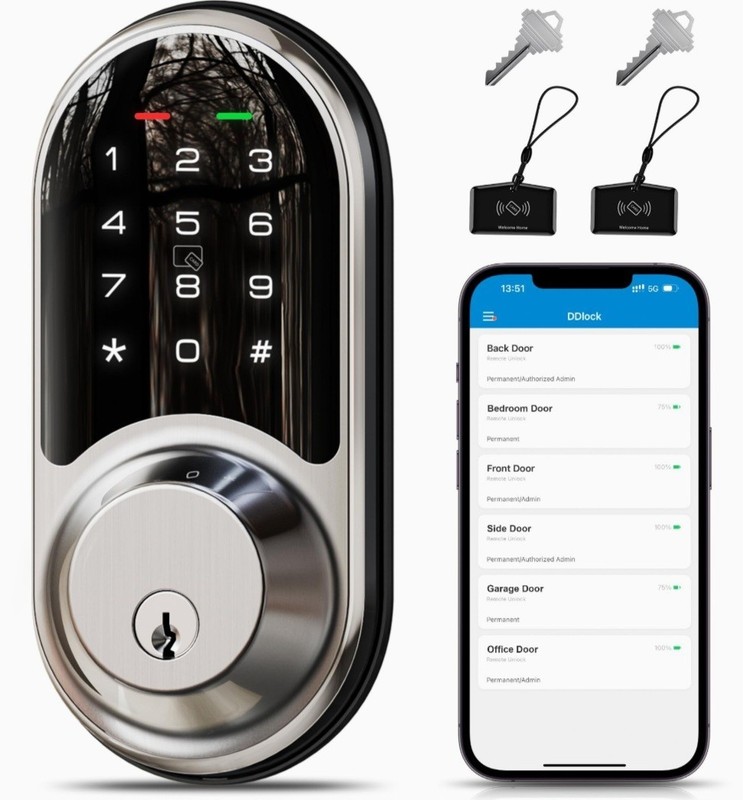 Veise RZ06 Smart Lock for Front Door with App Control, Keyless Entry, Electronic gallery