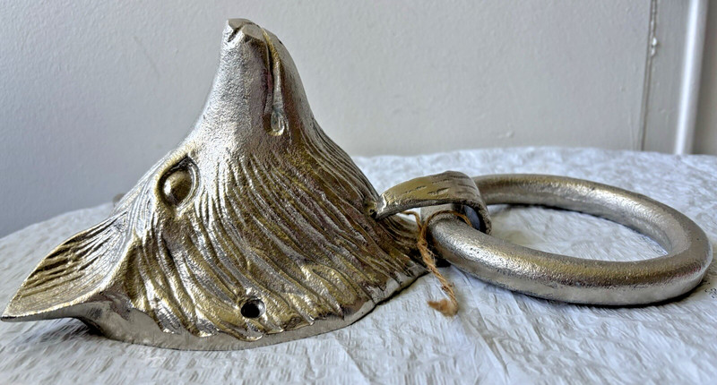 New Fox Head Door Knocker Silver Metal 5.5"x 11.5" 2 Available gallery