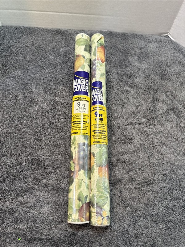 2 Rolls Magic Cover Contact Shelf Liner Paper 6ft x 18 in. Fruit Print SANOMA