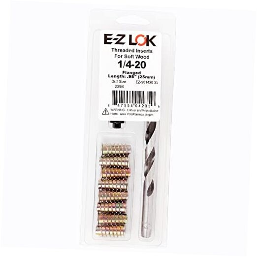 E-Z Hex Thread Repair Kit for Soft Wood Threaded Inserts 1/4-20 x 25mm Flanged