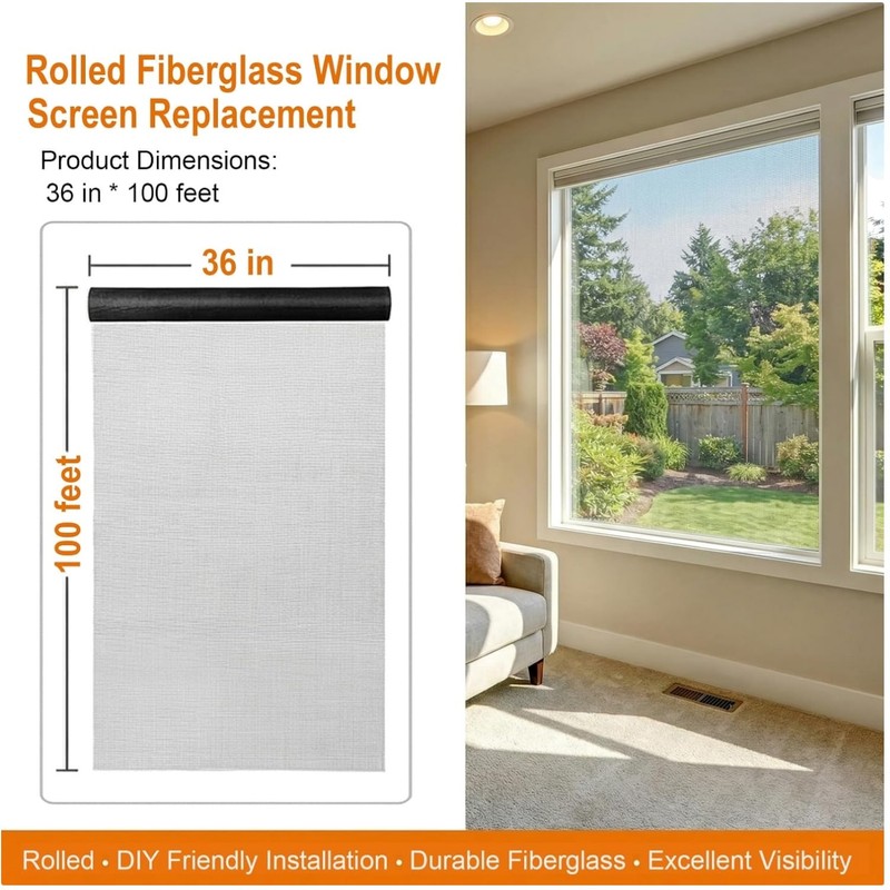 High-Quality Window Screen Roll – 36in x100ft