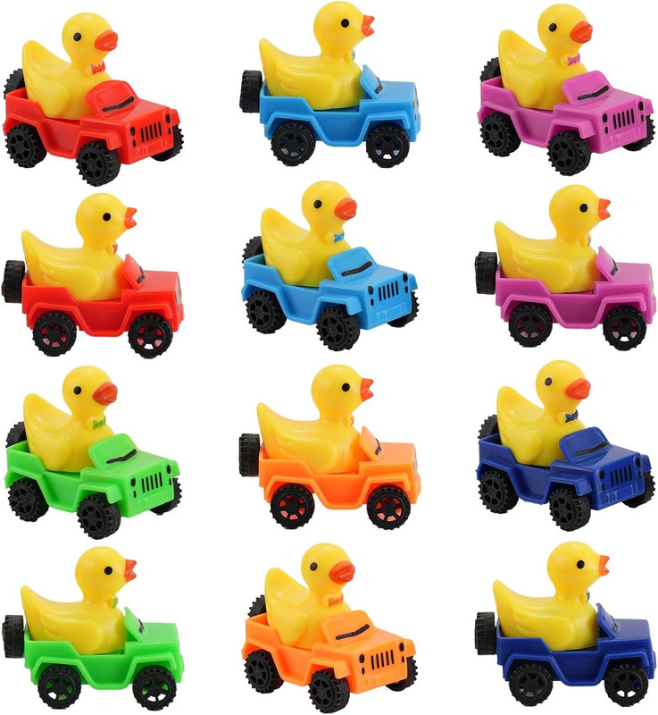 12 Pcs Mini Duck Figurines Bulk, 2-Inch Tiny Ducks in 6 Classic Colors, Yellow