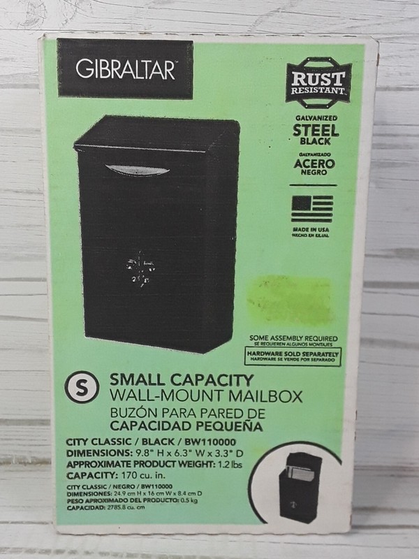 Gibraltar Small Capacity Wall Mount City Classic Black Mailbox BW110000