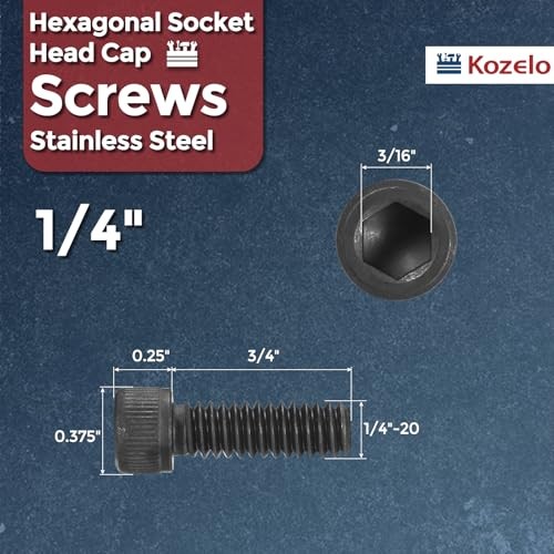 pcs Socket Head Cap Screws - [1/4"-20 x 3/4"] UNC 304 1/4"-20x3/4" 25 Black gallery