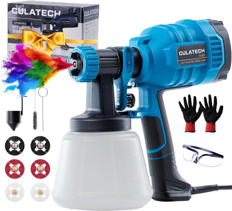 CULATECH Paint Sprayer, 700W Upgraded HVLP Electric Spray Paint Gun, with 6