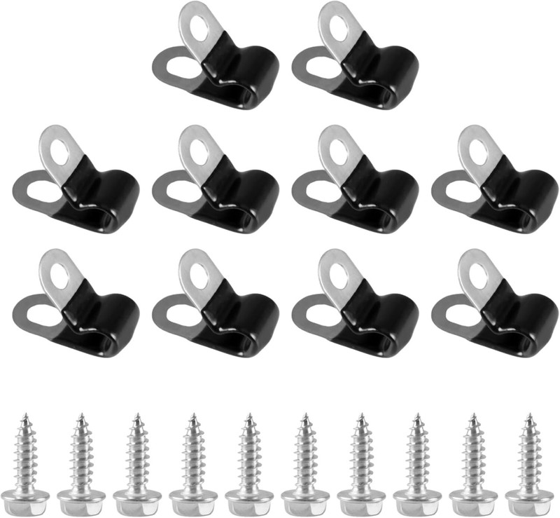Rubber Coated Insulated Cable Clamps-Metal Brake Wire Clamps for 3/16″ Tube Line