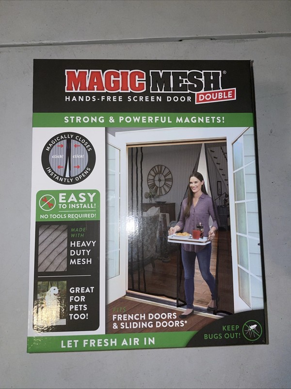 Magic Mesh Hands Free Magnetic Double Screen Door French & Sliding 75 in x 83 in