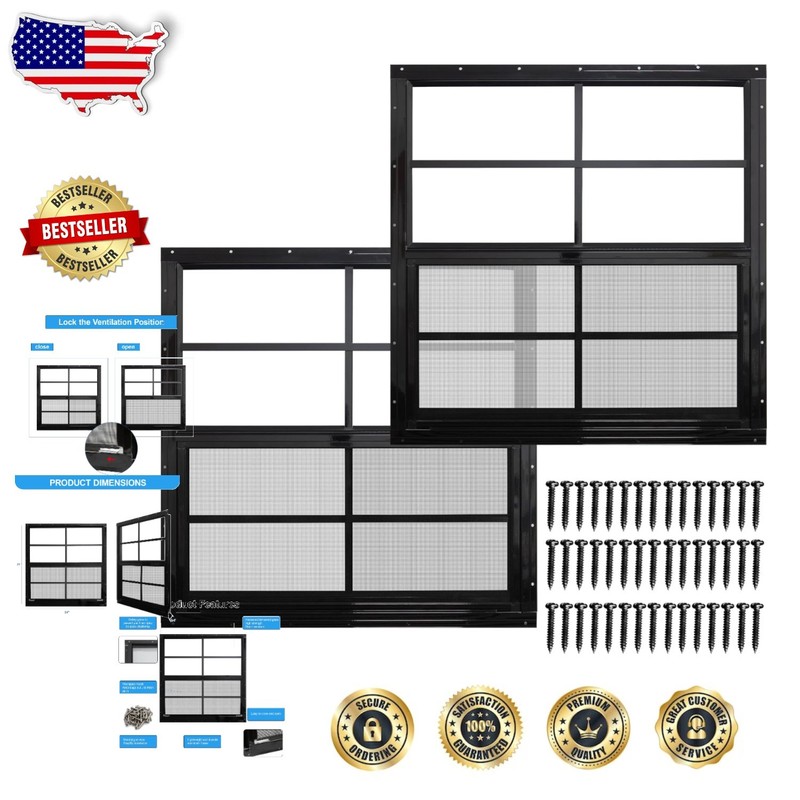 Durable Shed Windows 2 Pack 24×24 Tempered Glass Weatherproof