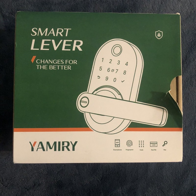 Yamiry Smart Lever H1B Smart Lock Fingerprint Keyless Matte Black Door Handle