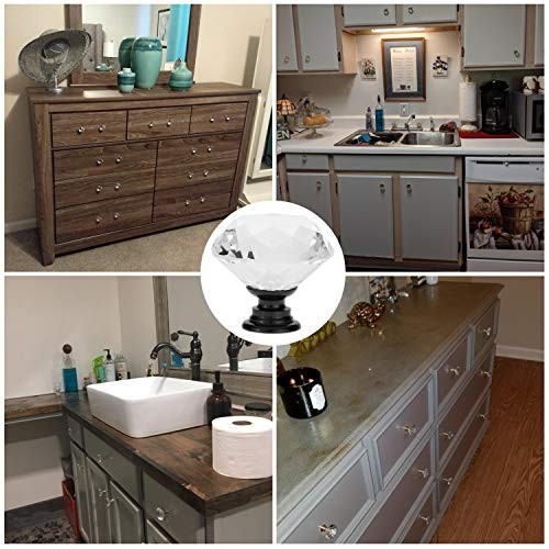 12 Pack Drawer Knobs Diamond Shaped Crystal Glass 30Mm Cabinet Knobs Pull Handle gallery