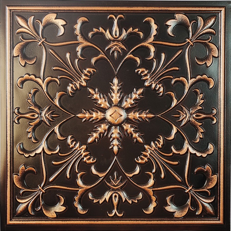 3D Embossed Ceiling Tile Plastic Wall Panel Decor PL70 Traditional copper 10pc
