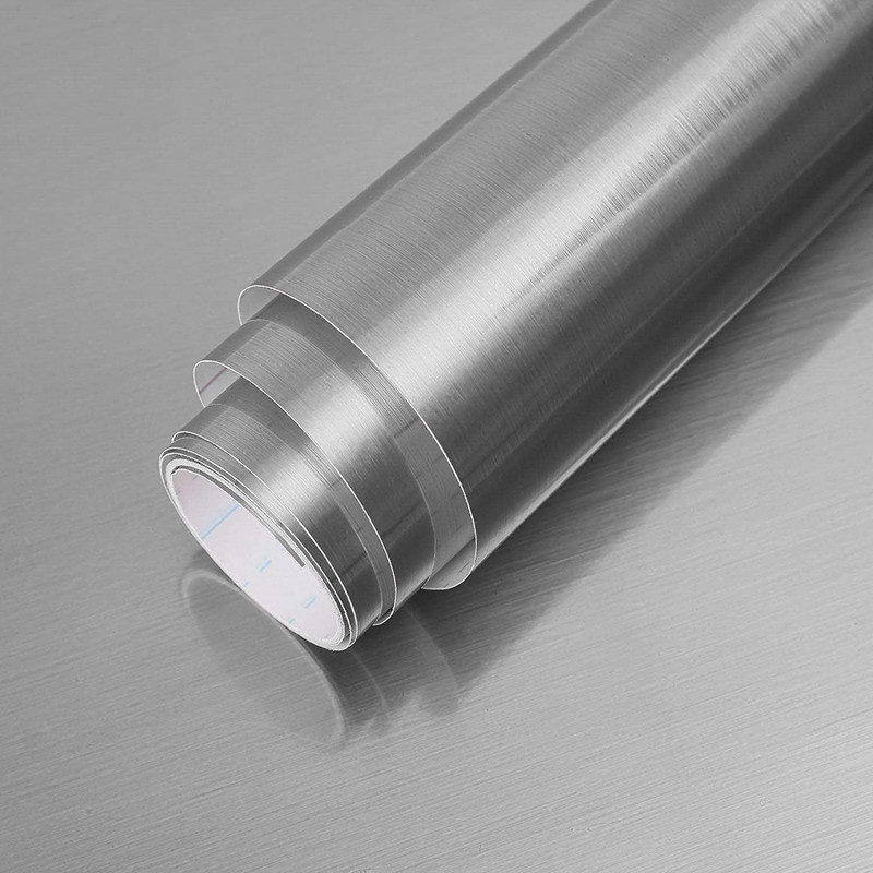 Silver Stainless Steel Locker Wallpaper Self-Adhesive Peel and Stick Refrigerato