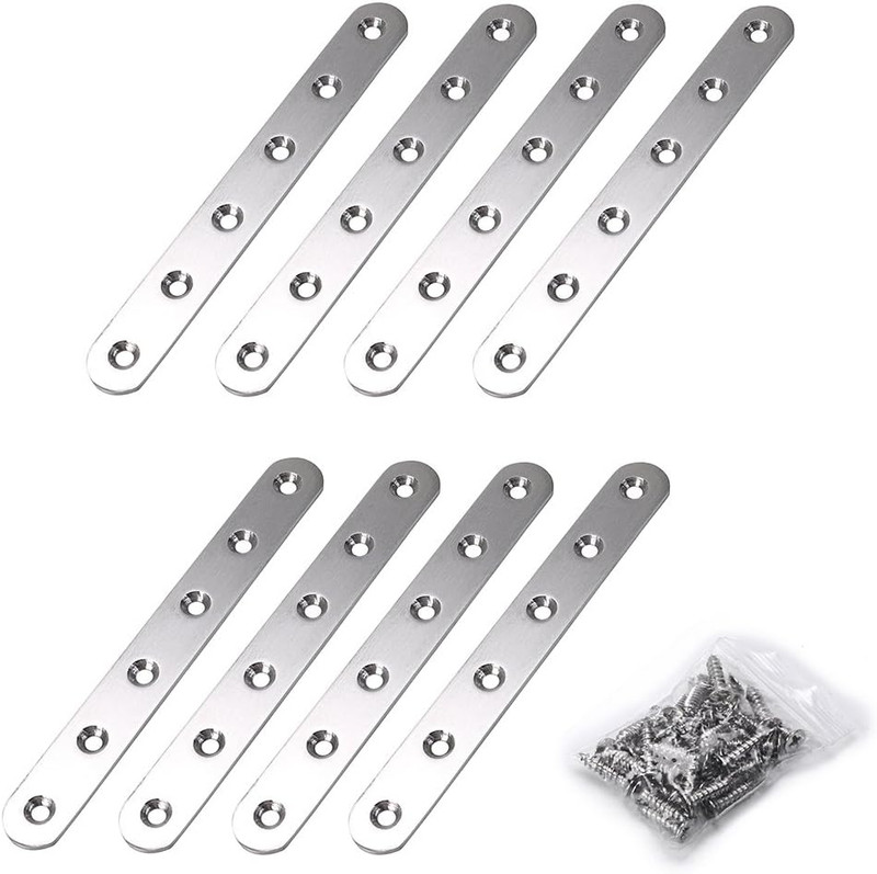 8 Pcs Stainless Steel Flat Plates – 6 Inch Heavy Duty Mending Plate Straight Cor