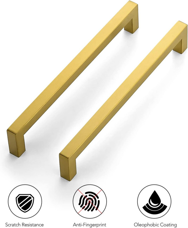 Ravinte 1 Pack 8 Inch Square Kitchen Cabinet Handles Cabinet Pulls Brushed Brass gallery