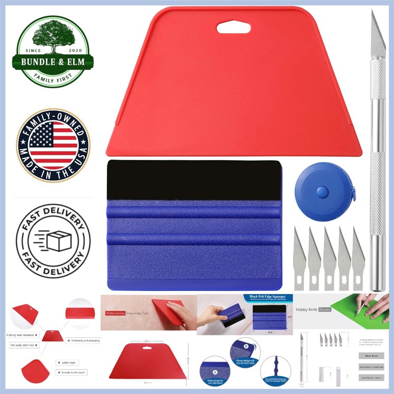 Multi-Purpose Wallpaper Smoothing Tools: Craft Knife, Squeegees & Measuring Tape
