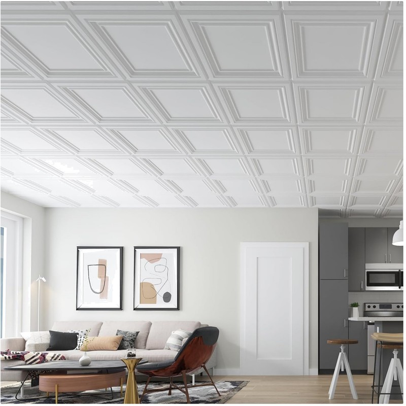 24″x24″ Square PVC Ceiling Panels – 12 Pack