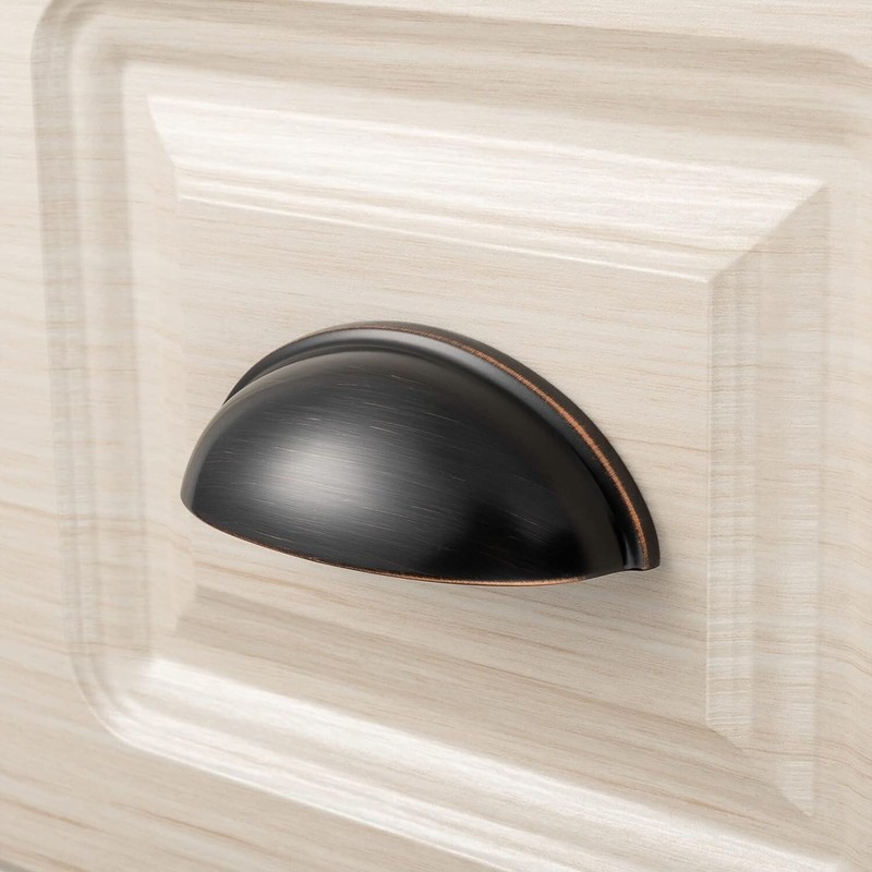 10 PC Bin Cup Drawer Pull Oil Rubbed Bronze Cabinet Handle 3 Inch Hole Centers gallery
