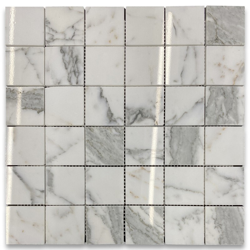 L25XP 2×2 Square Statuary Statuario White Italian Marble Mosaic Tile Polishe