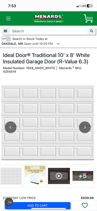 Menards ideal door 10 x 8 insulated metal garage door