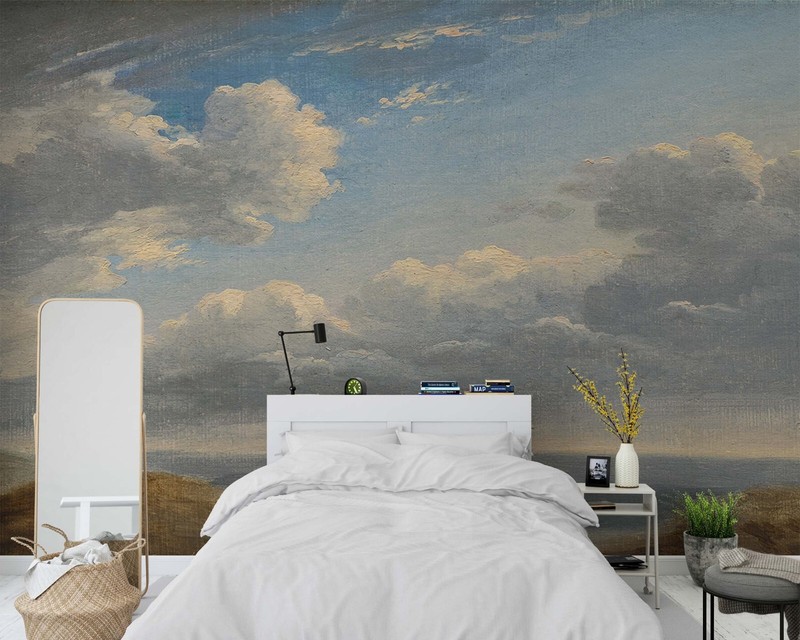 Curly Beautiful Clouds Blue Sky Cloudy Retro Vintage Wallpaper Murals gallery