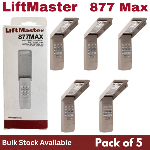 LiftMaster 877MAX Garage Door Opener Keypad Remote Keyless Entry Wireless 5 Pack