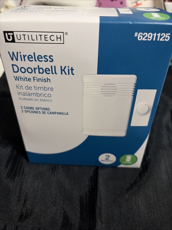 utilitech wireless doorbell kit, battery operated, 2 melodies #6291125