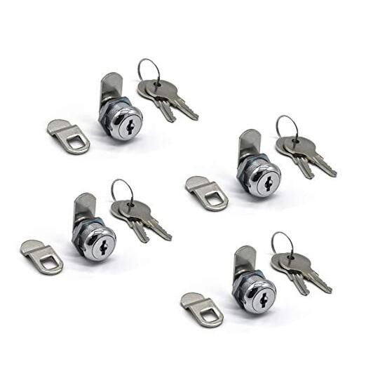 4Pack Cam Lock Tubular Cam Locks Keyed Alike with Chrome Finish for 5/8 Inch