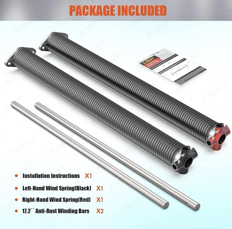 Garage Door Torsion Springs 2”Set 0.207”x2”x22”Minimum Of 18,000 Cycles W/Bars gallery