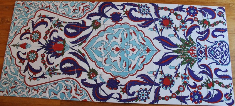 Turkish 32"x71" Iznik Floral Pattern Handpainted Ceramic Tile PANEL Mural gallery