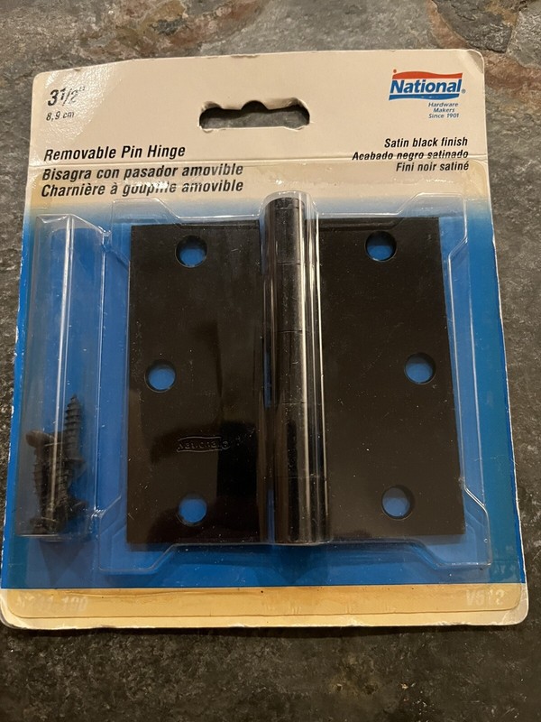 NEW NIP 3.5 Inch Steel Door Hinge Satin Black Finish Removable Pin N241-190 V512