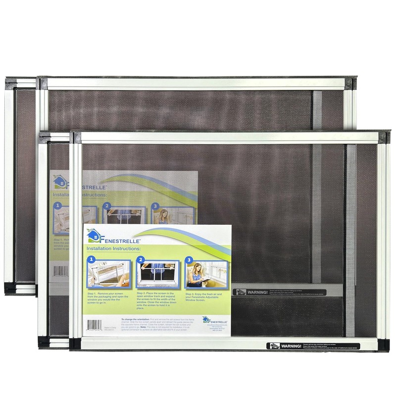 Expandable Window Screen 15″ H × 21″-40″ W, Adjustable, Flame Resistant, 2 Pack
