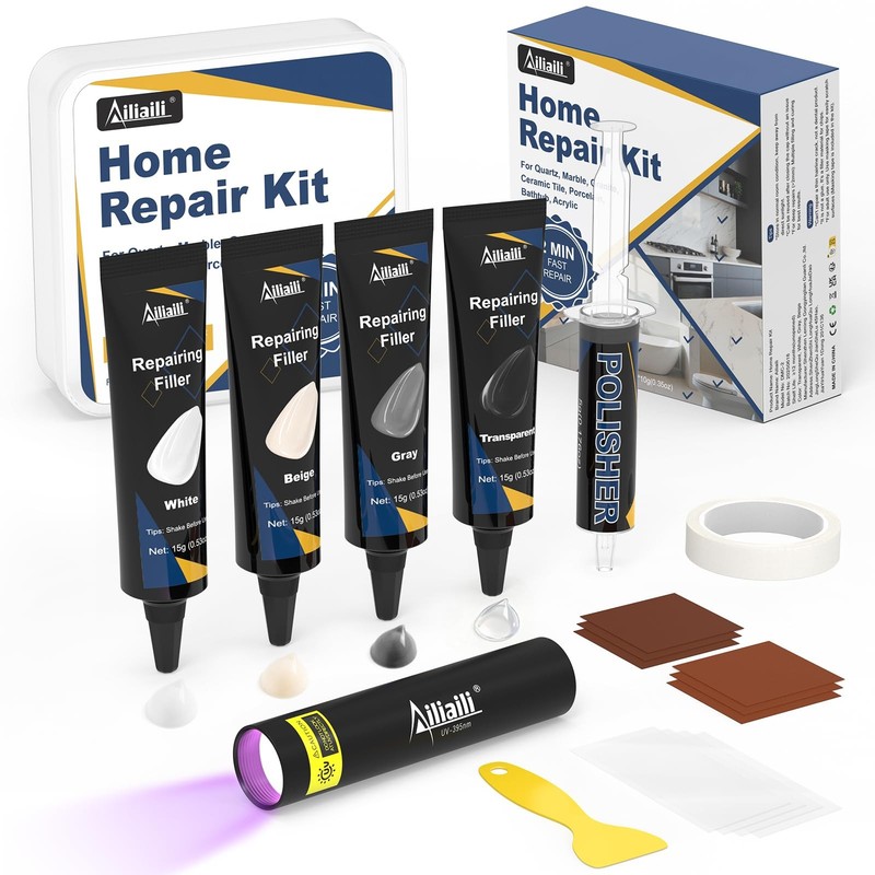 Quartz Countertop Repair Kit for Chips, Cracks, Scratches on Marble Granite
