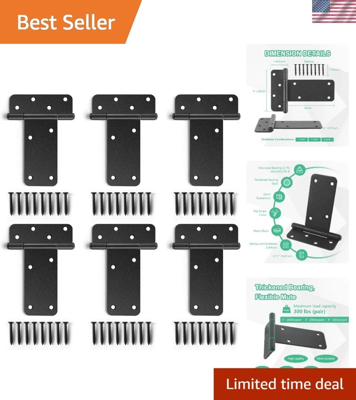 6-Inch Heavy-Duty Gate Hinges – 280 Lbs Capacity, Matte Black – 4 Pack