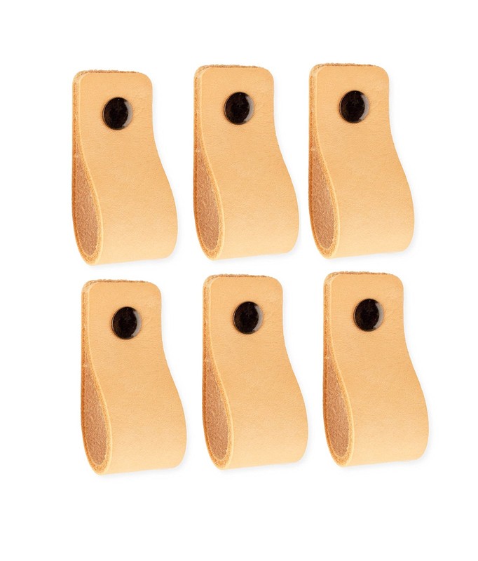 – Leather Drawer Pulls – Natural – 6 pcs – 4-15/16 x 1 ’’ – Leather Handle – …