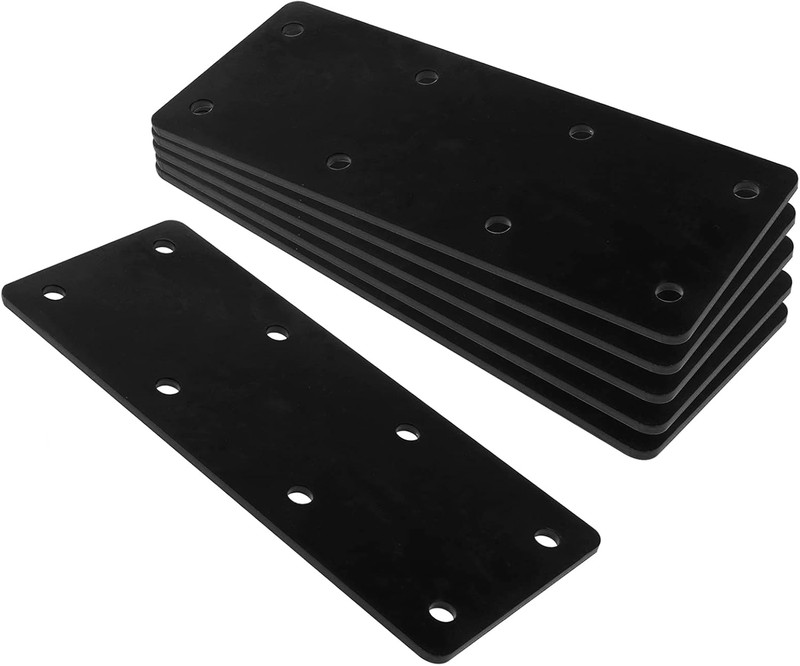 6 Pcs Black Flat Straight Mending Plate, 6-1/2″ X 2-5/8″ Steel Repair Brace Brac