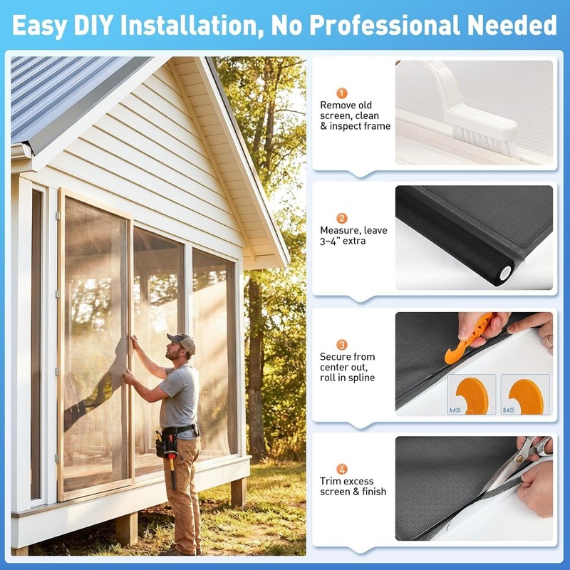 Window Screen Replacement Mesh 36"W x 90"L - Pet Resistant & Durable Polyest... gallery
