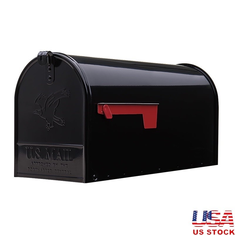 Large Capacity Galvanized Steel Mailbox Durable Outdoor Mail Collection W/ Flag