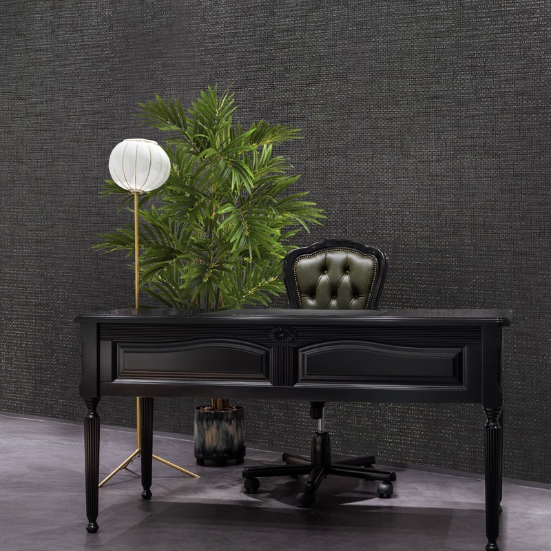 Plain taupe gold metallic faux paper weave grasscloth woven textured wallpaper