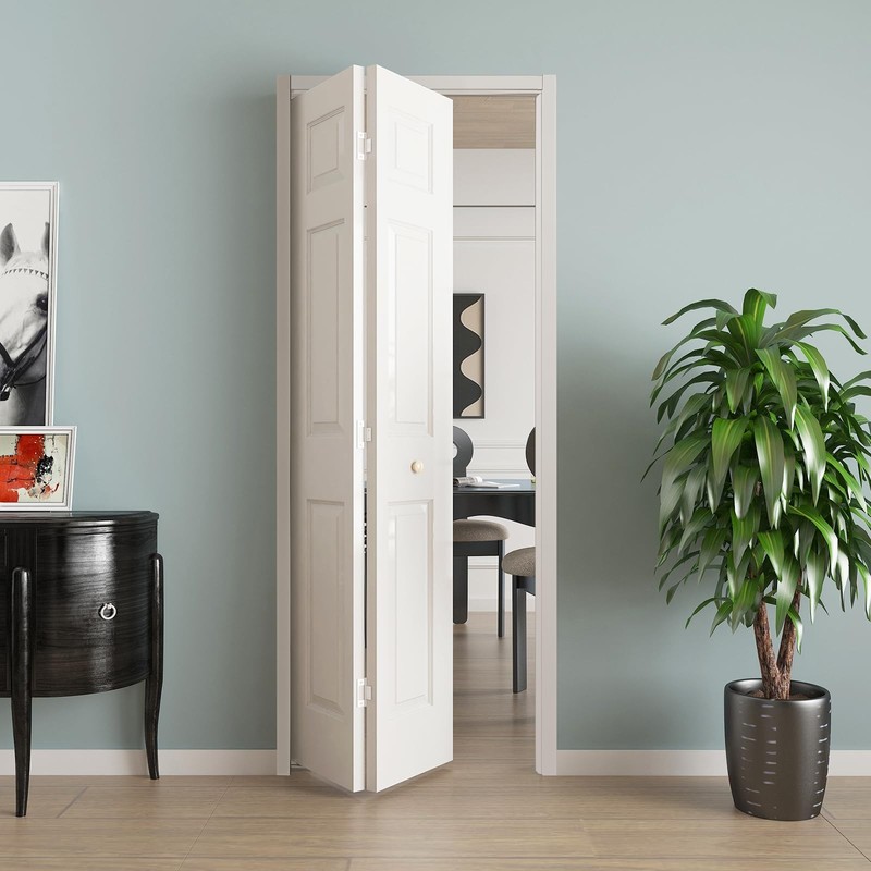 Bifold Doors, 6 Panel Primed Bifold Closet Doors for 30″x80″ Door Opening, Mo…